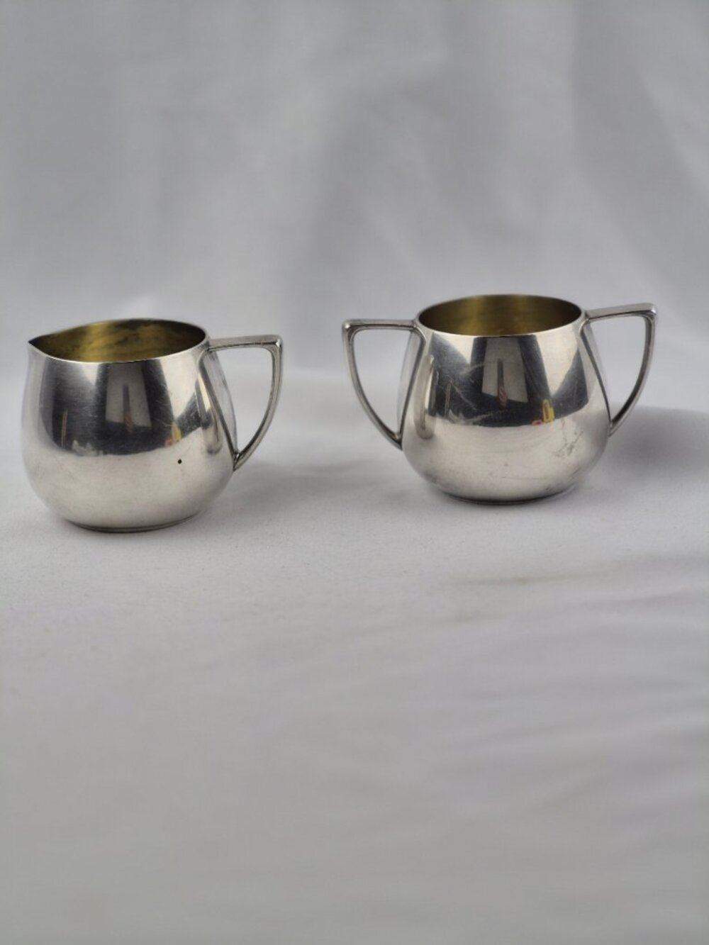 Mid Century Empire Crafts Quadruple Silver Plated Creamer & Sugar Bowl Set